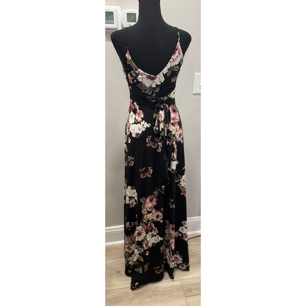 Windsor Black Floral Maxi Dress Boho Floral Cottagecore Evening Women's XS - Picture 3 of 8